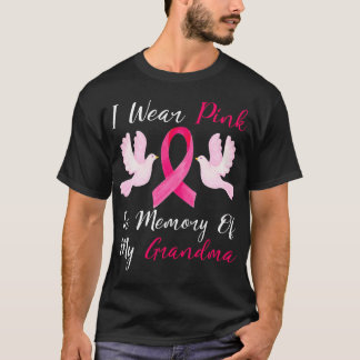 T-shirt Je Porte Le Rose En Mémoire De Mon Grand-Mère Canc