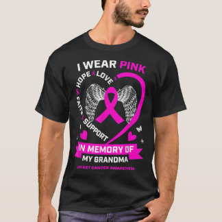 T-shirt Je Porte Le Rose En Mémoire De Mon Grand-Mère Canc