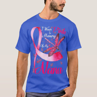 T-shirt Je Porte Le Rose En Mémoire De Mon Nana Dragonfly 