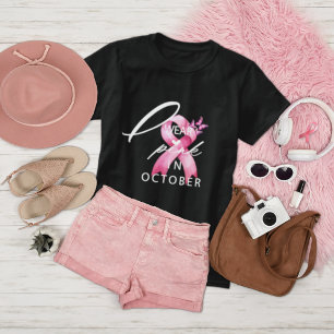 T-shirt Je porte le rose en octobre Sensibilisation au can