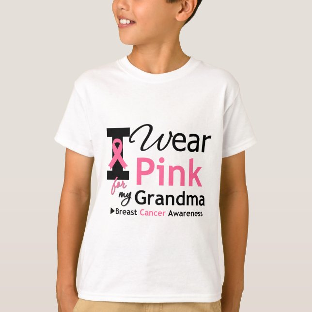 T-shirt Je porte le rose pour ma grand-maman (Devant)