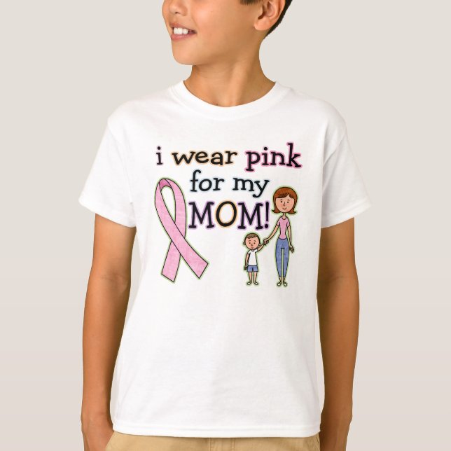 T-shirt Je porte le rose pour ma mère les garçons (Devant)