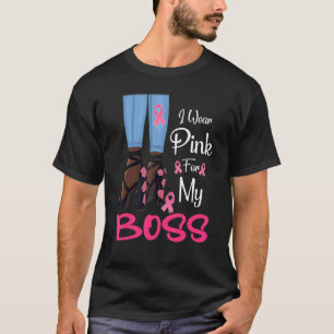 T-shirt Je Porte Le Rose Pour Mon Boss Ribbon Melanin Blac