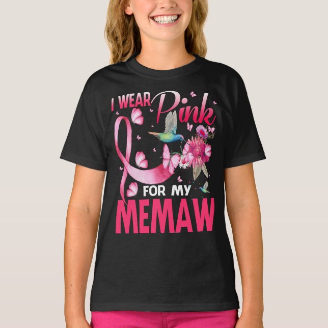 T-shirt Je Porte Le Rose Pour Mon Mème Hummingbird Cancer  (Devant)