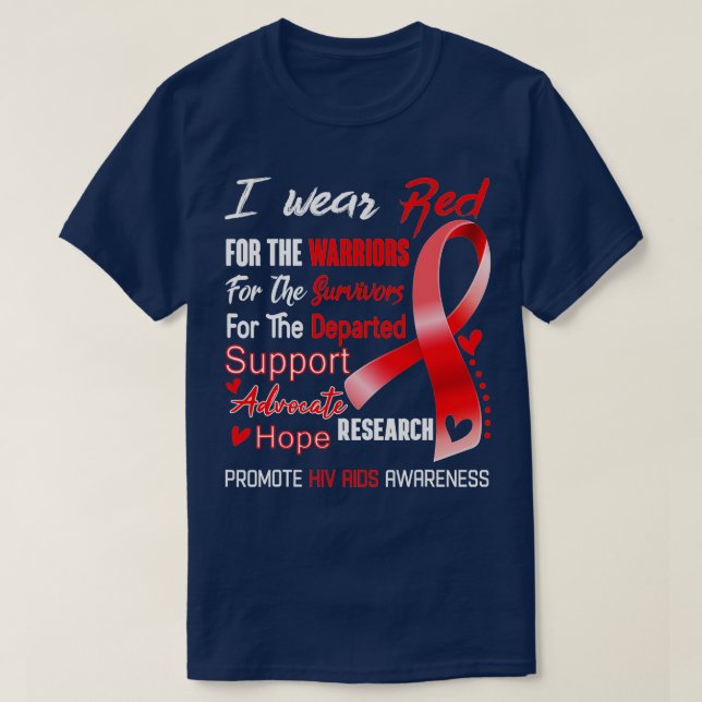 T-shirt Je Porte Le Rouge Pour La Sensibilisation Au Sida (Design devant)
