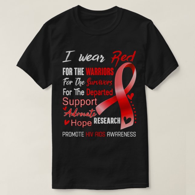 T-shirt Je Porte Le Rouge Pour La Sensibilisation Au Sida (Design devant)