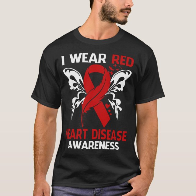 T-shirt Je porte le rouge pour la sensibilisation aux mala (Devant)