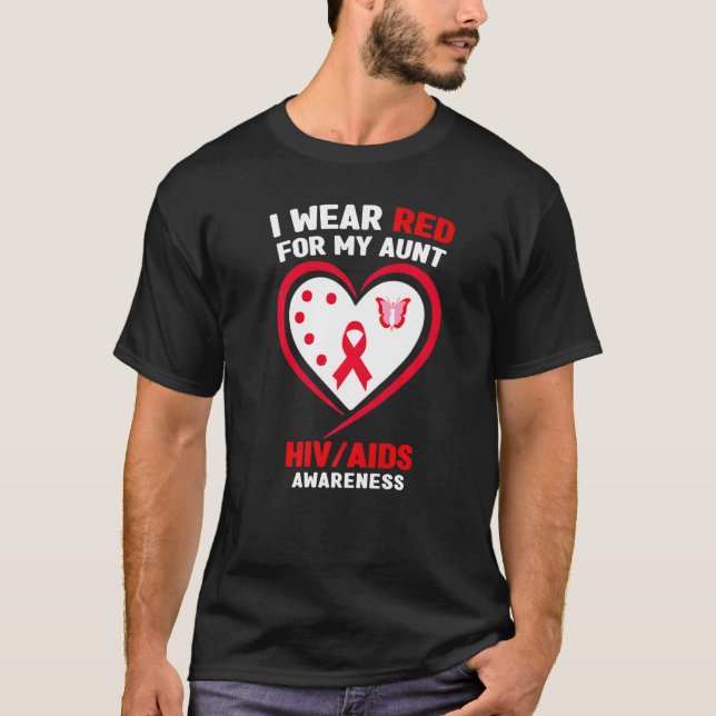 T-shirt Je porte le rouge pour ma tante Sensibilisation au (Devant)