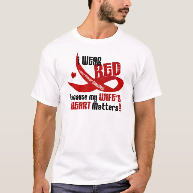 T-shirt Je porte le rouge pour mon épouse 33 (Devant)