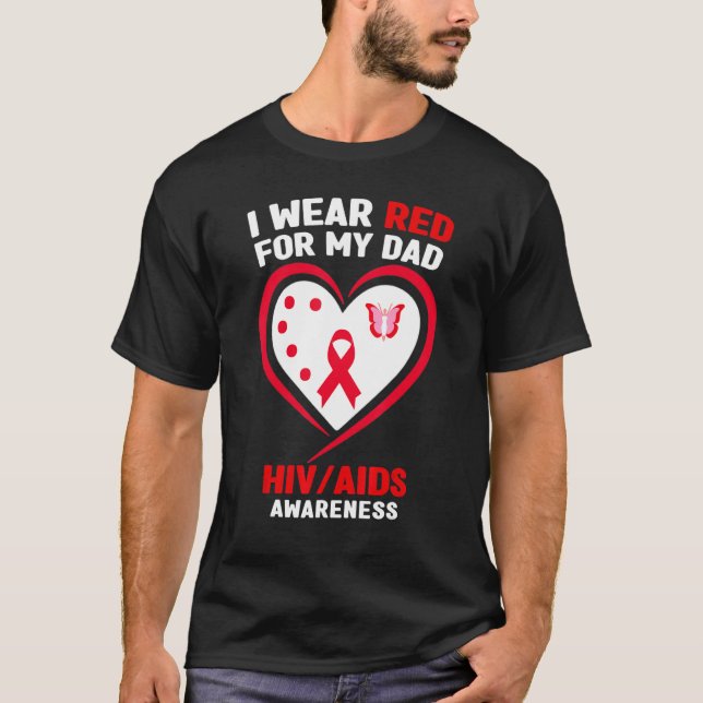 T-shirt Je porte le rouge pour mon père Sensibilisation au (Devant)