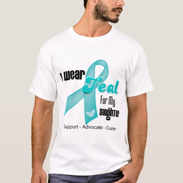 T-shirt Je porte le ruban turquoise pour ma fille (Devant)