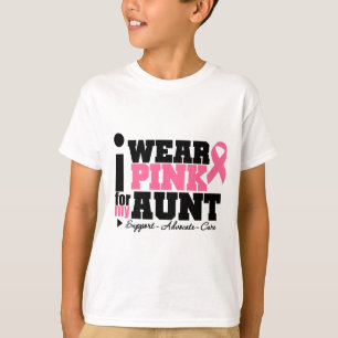 T-shirt Je porte le soutien rose de ruban de ma tante