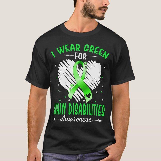 T-shirt Je porte le vert pour la sensibilisation aux handi (Devant)