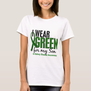 T-shirt Je porte le vert pour ma maladie rénale du fils 1