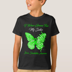 T-shirt Je Porte Le Vert Pour Ma Soeur Handicap Cerveau À