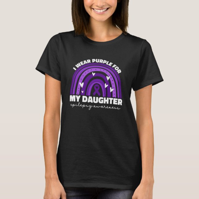 T-shirt Je Porte Le Violet Pour Ma Fille Sensibilisation À (Devant)