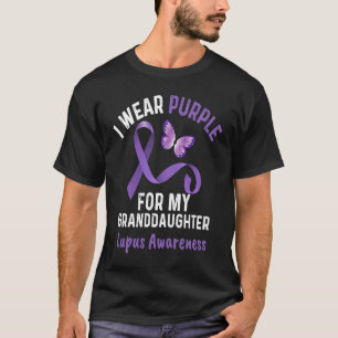 T-shirt Je Porte Le Violet Pour Ma Petite-Fille Maman Papa
