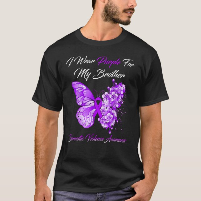 T-shirt Je Porte Le Violet Pour Mon Frère La Violence Dome (Devant)
