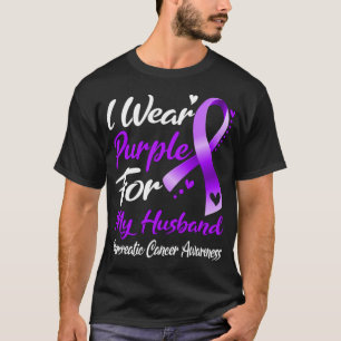 T-shirt Je Porte Le Violet Pour Mon Mari Cancer Pancréatiq