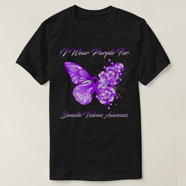 T-shirt Je Porte Le Violet Pour Sensibiliser À La Violence (Design devant)