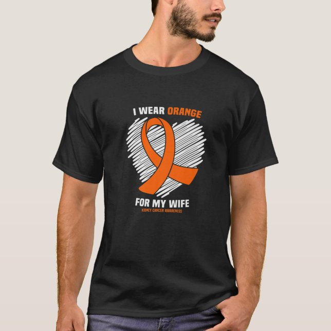 T-shirt Je Porte L'Orange Pour Ma Femme Sensibilisation Au (Devant)