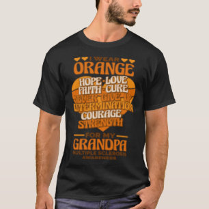 T-shirt Je Porte L'Orange Pour Mon Grand-Père Sclérose Mul