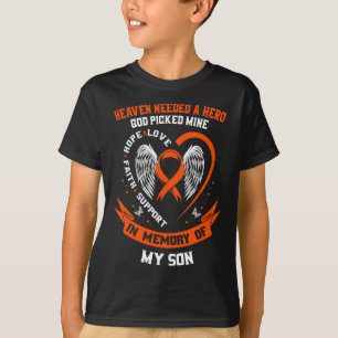 T-shirt Je porte Orange en mémoire de mon fils Leukemia La