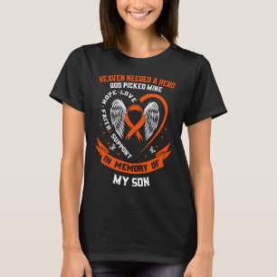 T-shirt Je porte Orange en mémoire de mon fils Leukemia La