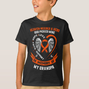 T-shirt Je porte Orange en mémoire de mon grand-père Leuke