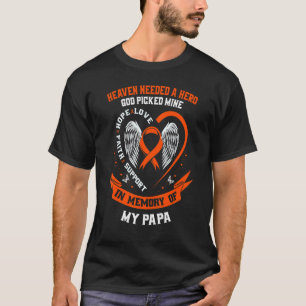 T-shirt Je porte Orange en mémoire de mon Papa Leukemia La