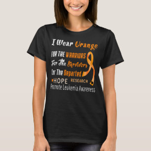 T-shirt Je Porte Orange Pour Les Guerriers Leucémie Sensib