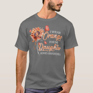 T-shirt Je Porte Orange Pour Ma Fille Orange Ribbon ADHD A
