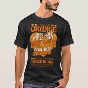 T-shirt Je porte orange pour mon beau-père sclérose en pla