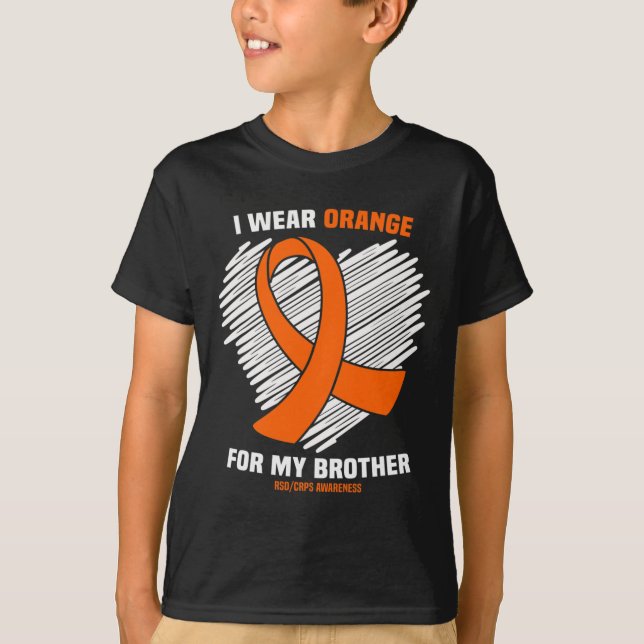 T-shirt Je Porte Orange Pour Mon Frère Rsdcrps Sensibilisa (Devant)