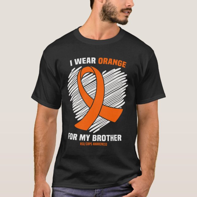 T-shirt Je Porte Orange Pour Mon Frère Rsdcrps Sensibilisa (Devant)