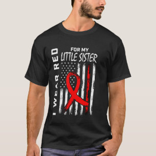 T-shirt Je Porte Ruban Rouge Petite Soeur Maladie Cardiaqu