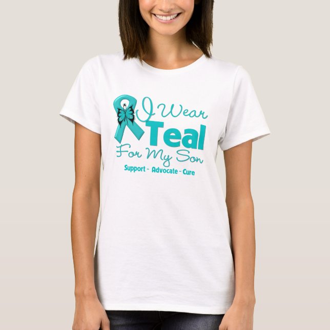 T-shirt Je porte Teal pour mon fils (Devant)