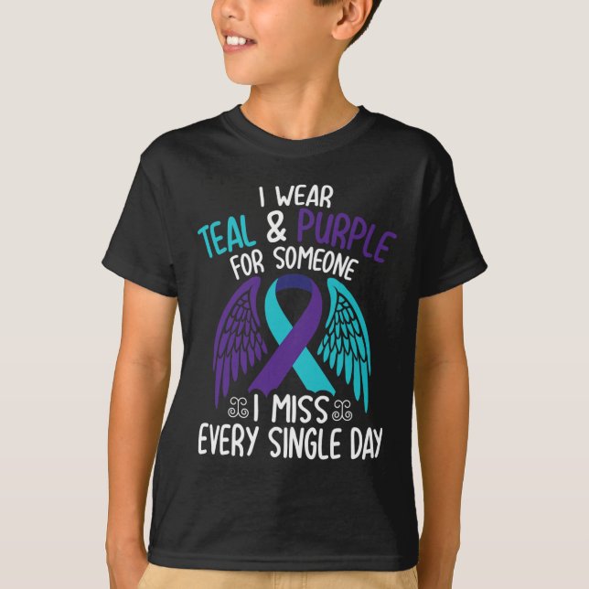 T-shirt Je Porte Turquoise &amp ; Violet Pour Quelqu'Un Qu (Devant)