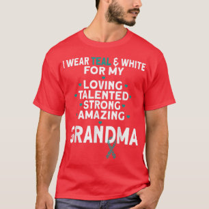 T-shirt Je Porte Turquoise Et Blanc Pour Grand-Mère Mon Ca