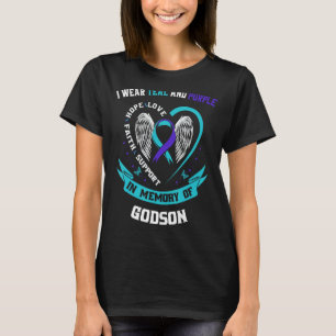 T-shirt Je porte Turquoise et pourpre pour ma Godson Suici