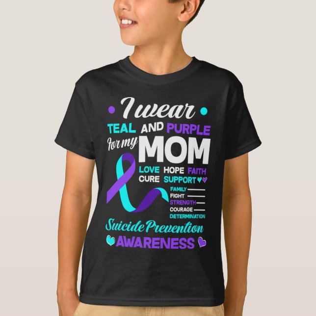 T-shirt Je porte Turquoise et pourpre pour ma mère Suicide (Devant)