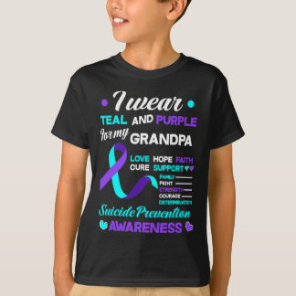 T-shirt Je porte Turquoise et pourpre pour mon grand-père 