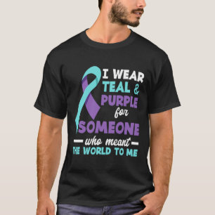 T-shirt Je Porte Turquoise et pourpre pour quelqu'un que j