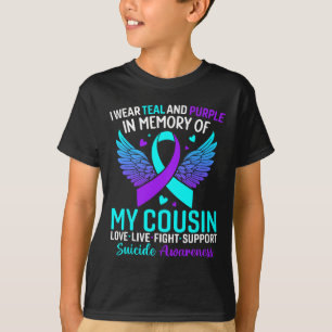 T-shirt Je Porte Turquoise Et Violet Pour Mon Cousin Suici