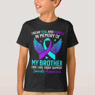 T-shirt Je Porte Turquoise Et Violet Pour Mon Frère Suicid