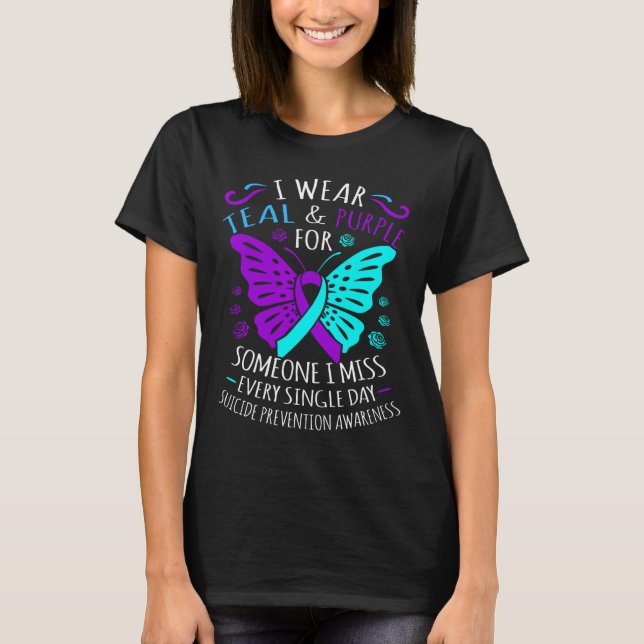 T-shirt Je Porte Turquoise Et Violet Pour Quelqu'Un Que Je (Devant)