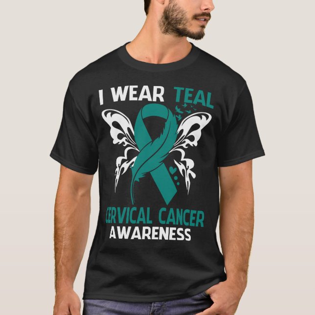 T-shirt Je Porte Turquoise Pour La Sensibilisation Au CANC (Devant)