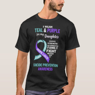 T-shirt Je Porte Turquoise & Violet Pour Ma Fille Suicide 
