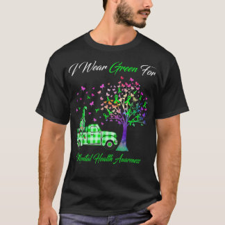 T-shirt Je porte un arbre vert de sensibilisation à la san