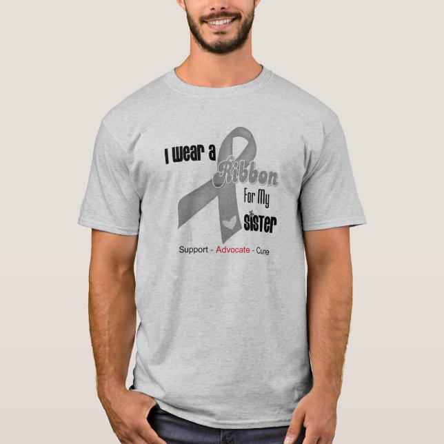 T-shirt Je porte un ruban gris pour ma soeur (Devant)